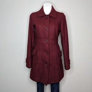 Tulle Maroon Wool Pea Coat, size M